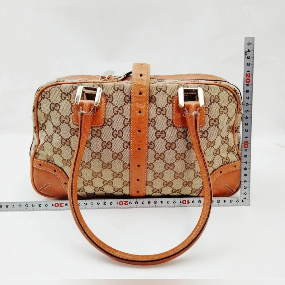 GUCCI GG Top Handle Canvas and Leather Y2K Vintage Bag - Picture 3 of 8